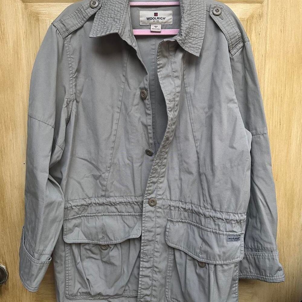 Woolrich Mens M Gray Utility Field Jacket Safari Multi Pocket